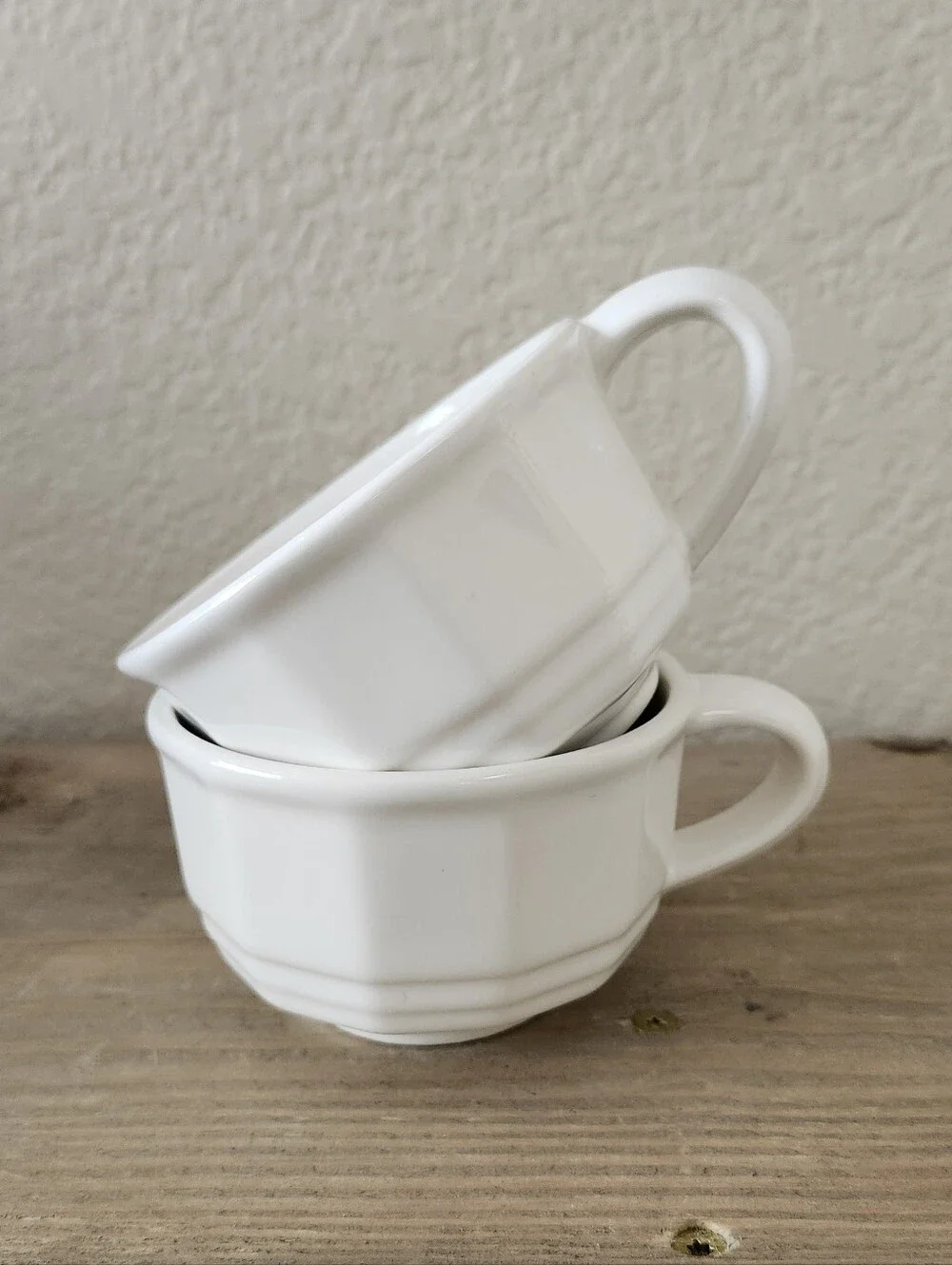 Vintage Pfaltzgraff Heritage White Coffee Mugs Set of 2